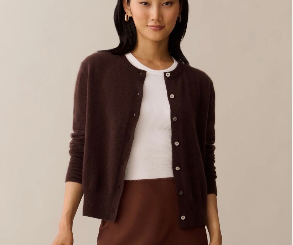 New NWT CAARA Finley brown Cashmere Cardigan Sz S